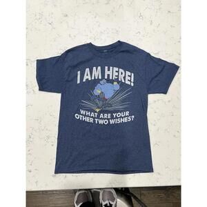 DISNEY PARKS ALADDIN GENIE I am Here Graphic Blue Shirt Sz M Men 90’s Cartoon